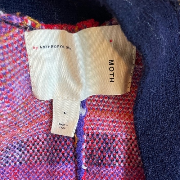 Anthropologie MOTH Long Cardigan Sweater Women’s Sz XS Willingston Plaid Belted - Picture 9 of 15